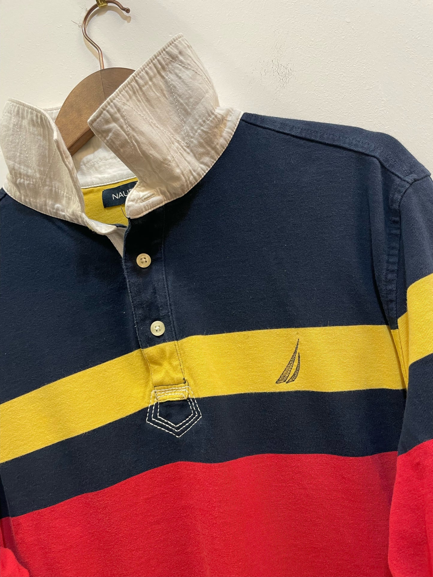 Nautica Black / Yellow / Red Rugby Top