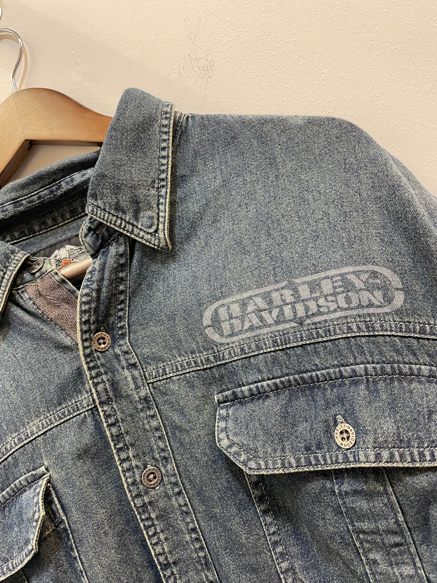 Harley Davidson Graphic Print Denim Shirt