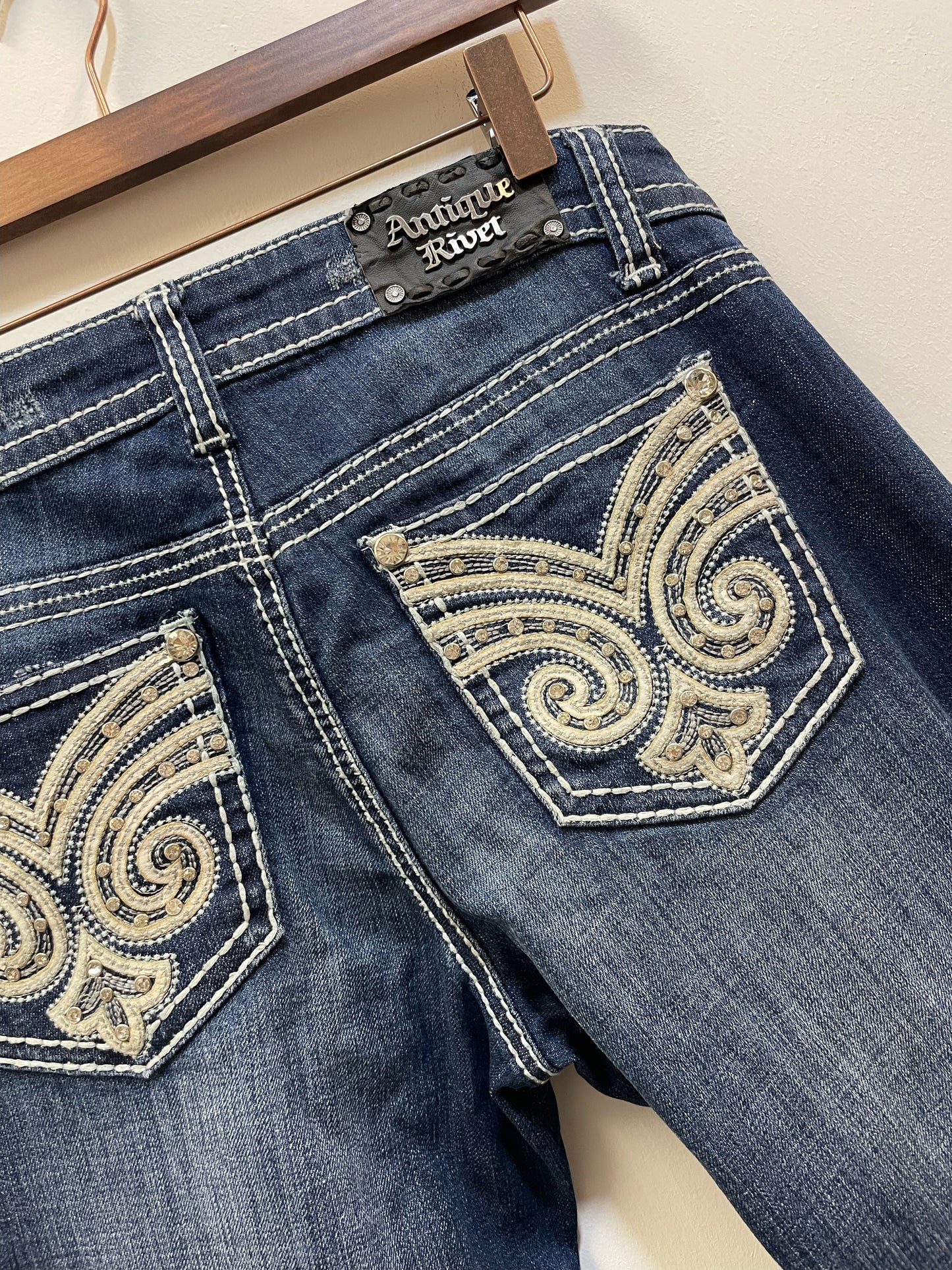 Antique Rivet Rhinestone Jeans